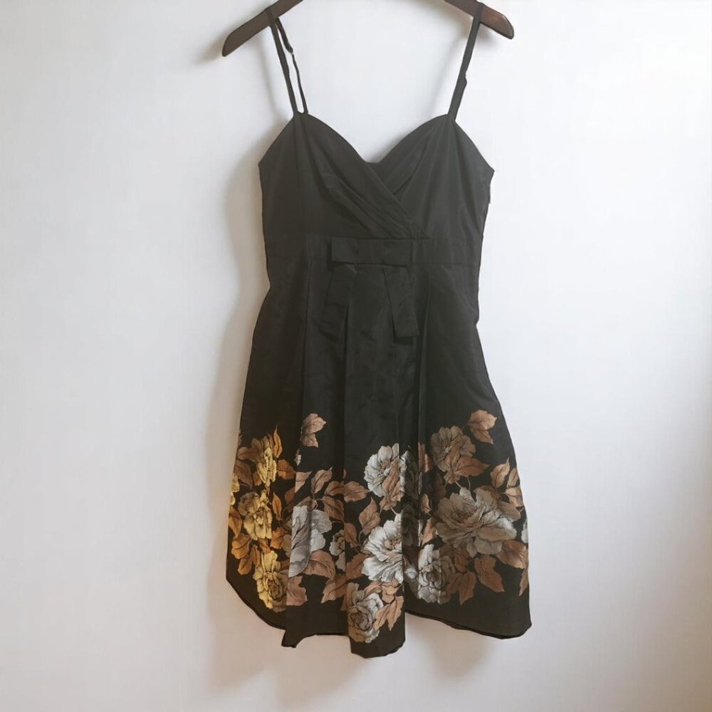 Black floral cocktail dress